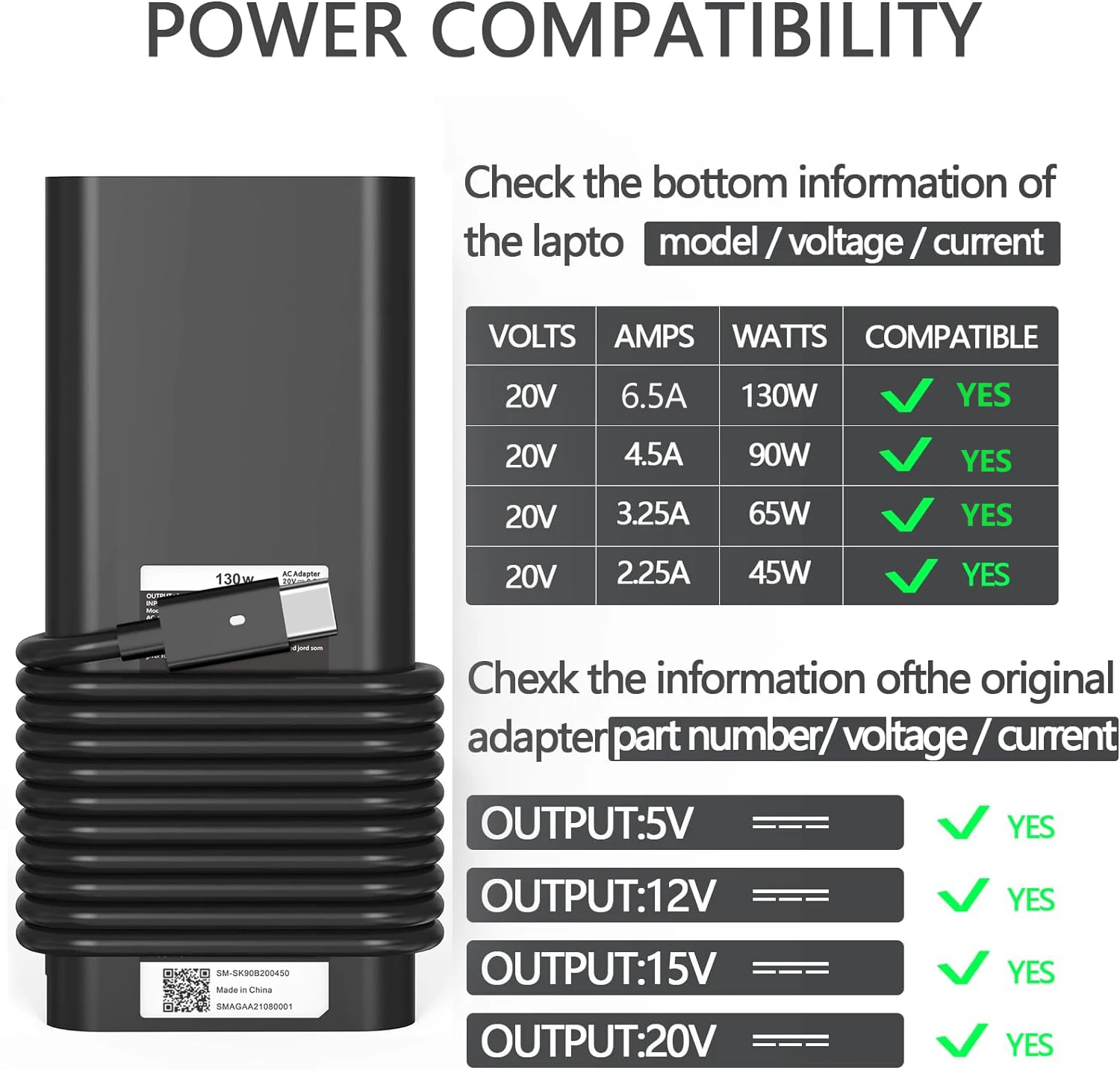20V 6.5A 130W Laptop Ac Adapte - Laptop Accessories Shop review and price